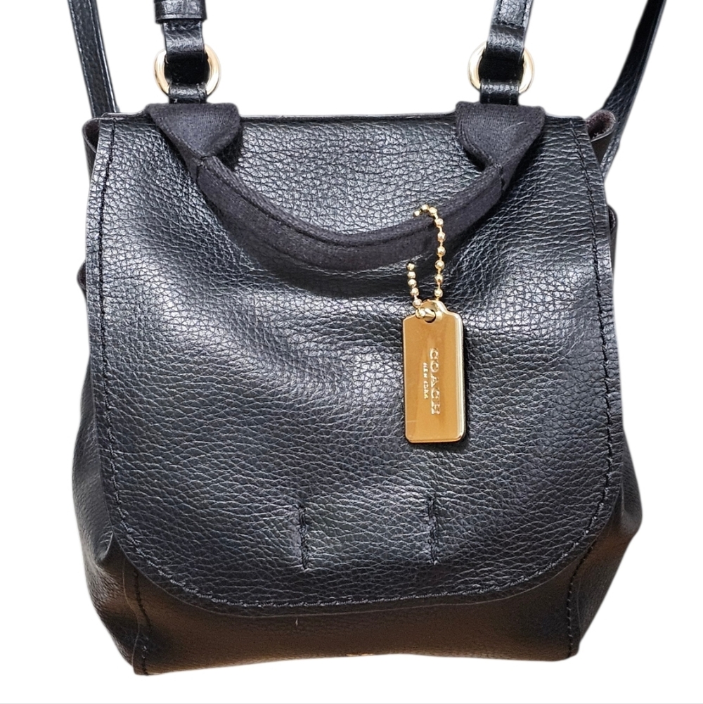 🖤 Authentic Coach Mini Rucksack – Black Pebbled Leather | Gold Hardware | 2017 - Picture 8 of 10